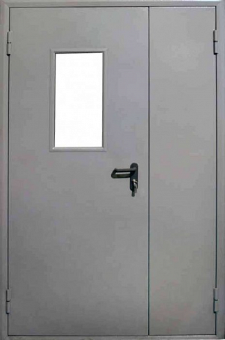 Дверь противопожарная дымогазонепроницаемая с остеклением с створке металлическая двупольная EIS90