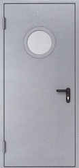 Дверь противопопжарная дымогазонепроницаемая EIS60 с круглым остеклением однопольная