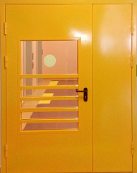 Дверь противопожарная дымогазонепроницаемая EIS90 двупольная остекленная с ламелями