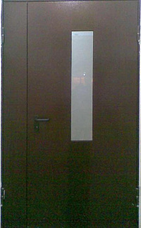 Дверь металлическая двупольная остекленная 