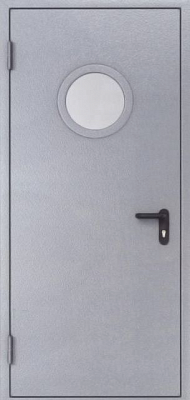 Дверь противопожарная дымогазонепроницаемая EIS90 с круглым остеклением однопольная