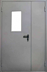 Дверь противопожарная дымогазонепроницаемая с остеклением с створке металлическая двупольная EIS90